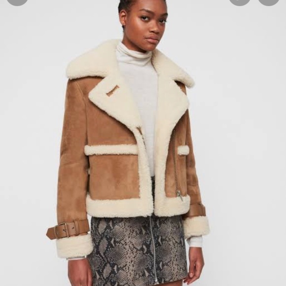 All Saints Shearling Farley Jacket - Picture 6 of 13